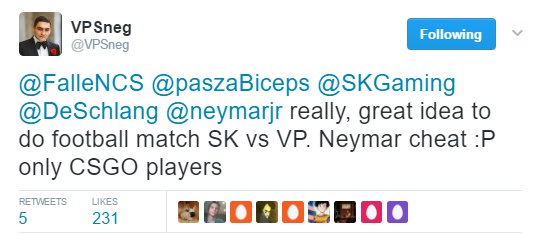 Cоставы SK Gaming и Virtus.pro по CS:GO могут провести футбольный матч