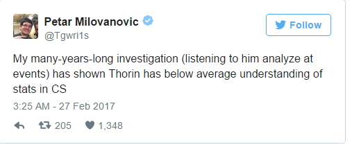 Совладелец HLTV: «Thorin понимает статистику CS:GO хуже среднестатистического игрока»
